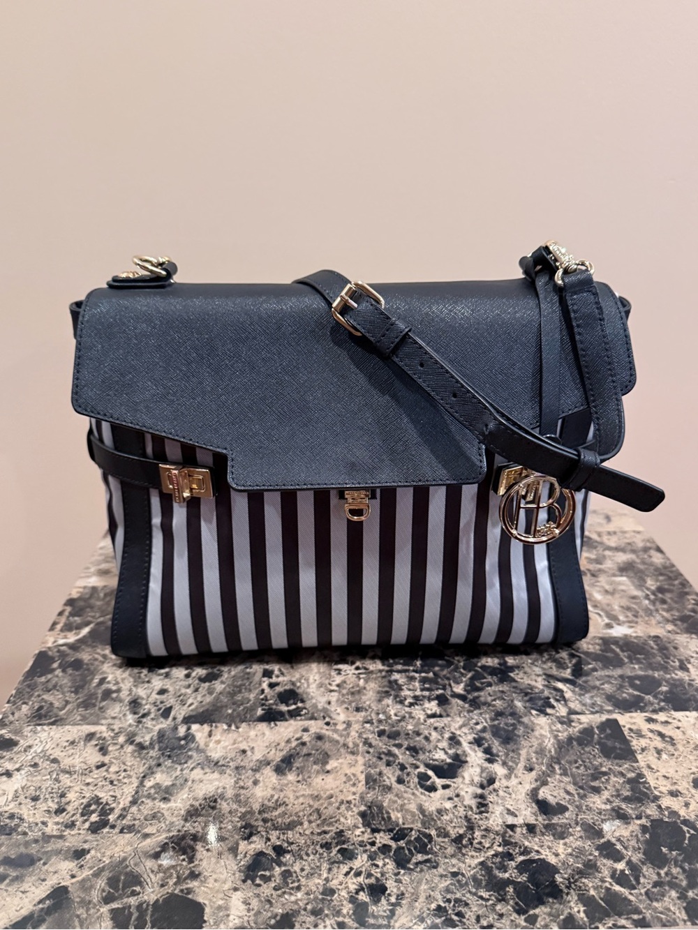 Henri Bendel Influencer Centennial Striped Crossbody - Picture 2 of 16